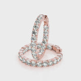 Rose gold Round Cut Diamond Inside-Out Hoop Earrings with Shared Prong Setting