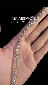 Yellow gold Round Diamond Bezel-Set Tennis Bracelet