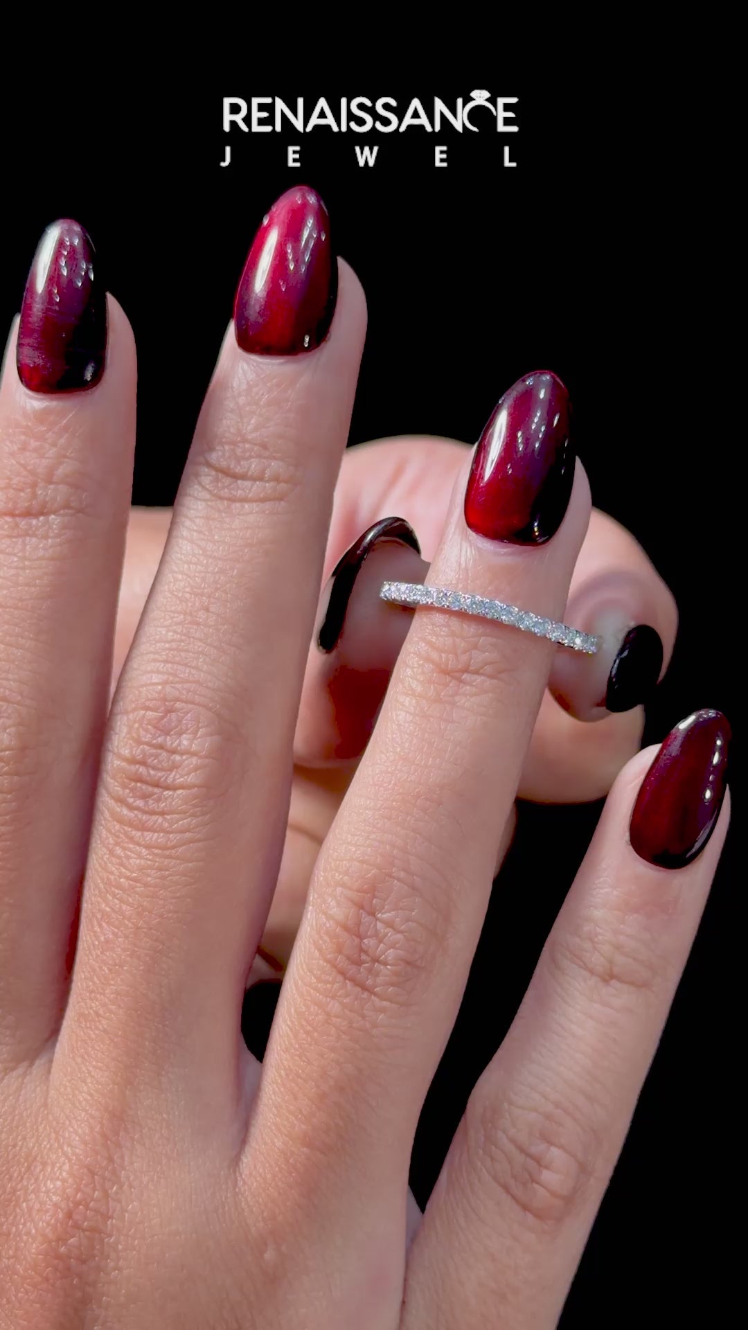 White gold Round Diamond Pavé Set Curved Wedding Band_20