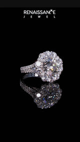Platinum Emerald Halo Split Shank Diamond Engagement Ring with Pave Band and Four-Prong Setting