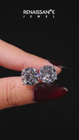 Silver Round Cut Diamond Stud Earrings