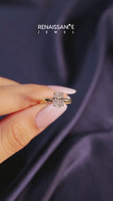 14K Yellow Gold 2.06 Carat E VS1 Oval Solitaire Engagement Ring with Cathedral Band and Four-Prong Setting