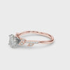 Rose gold Oval Solitaire Leaf-Inspired Diamond Ring with Pavé Band and Four-Prong Setting 3