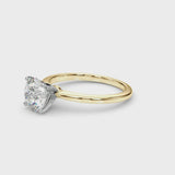 14K Yellow Gold 1.01 Carat D VVS1 Round Solitaire Engagement Ring with Classic Band and Four-Prong Setting