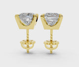 Yellow gold Princess Cut Diamond Stud Earrings