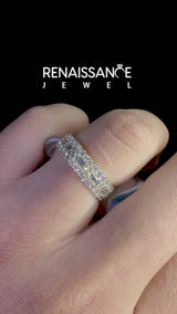 Yellow gold Pave Round and Baguette Diamond Eternity Band with Channel and Prong Setting