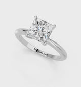 Platinum Asscher Cut Diamond Solitaire Ring with Six-Prong Setting and Classic Band