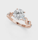 Rose gold Round Solitaire Twisted Band with Prong Setting