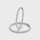 White gold Round Cut Diamond Pave Hoop Earrings with Shared Prong Setting