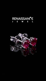 White gold Oval Cut Ruby Stud Earrings
