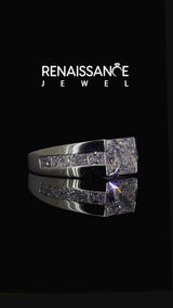 Sterling Silver Princess Cut Men's Engagement Ring Setting with Channel Set Accents