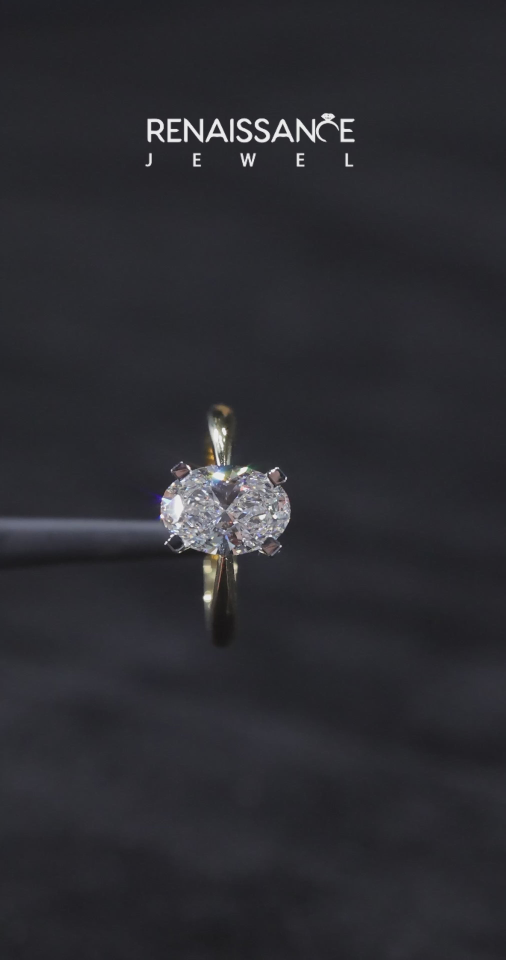 Yellow gold Oval Solitaire Engagement Ring with Classic Band and Four-Prong Setting 4