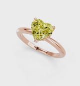 Rose gold Fancy Yellow Heart Cut Diamond Solitaire Ring with Six-Prong Setting and Classic Band
