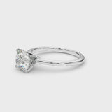 10K White Gold 1.03 Carat F VS1 Round Solitaire Engagement Ring with Classic Band and Four-Prong Setting