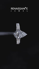 Yellow gold Pear Cut Diamond Classic Solitaire Ring with Pavé Band and Four-Prong Setting
