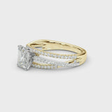 Yellow gold Heart Solitaire Twist Band with Pavé Setting and Four-Prong Setting