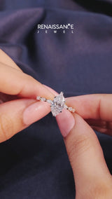 14K Yellow Gold 2.01 Carat F VS1 Marquise Solitaire Marquise Side Stone Prong Setting Ring