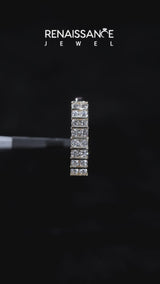 Yellow gold Channel Set Round Diamond Step Band with Bar Prong Setting