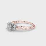 Rose gold Oval Cut Diamond Solitaire Ring with Filigree Band and Four-Prong Setting