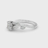 Platinum Oval Diamond Swirl Band with Prong Setting