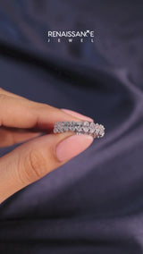 14K White Gold Oval Cut Diamond Eternity Band with Shared Prong Setting