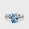 White gold Fancy Blue Oval  Solitaire Pavé Band with Four-Prong Setting_78