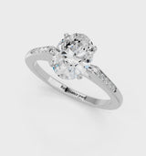 Platinum Oval Cut Channel Set Solitaire Engagement Ring with Four-Prong Setting