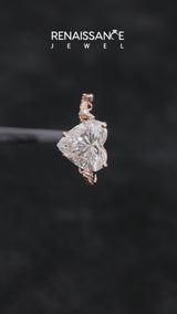 Rose gold Heart Solitaire Vine Band with Milgrain Prong Setting