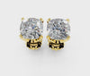 Yellow gold Cushion Brilliant Diamond Stud Earrings 4