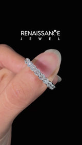 Silver Round Diamond Eternity Band with U-Prong Setting