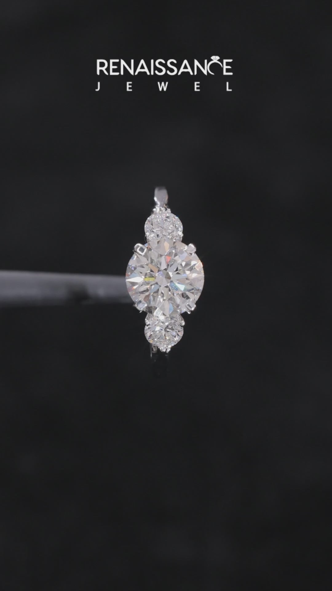 Silver Round Brilliant Three-Stone Diamond Ring with Pavé Band and Four-Prong Setting_21