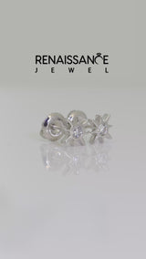 Silver Round Diamond Sol Starburst Stud Earrings