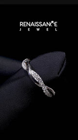 Silver Twisted Pave Round Diamond Infinity Band with Channel Setting