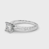 Platinum Princess Solitaire Milgrain Engraved Band with Four-Prong Setting