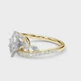 Yellow gold Marquise Solitaire with Pavé Twist Band and Four-Prong Setting