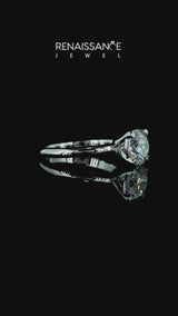 10K White Gold 1.03 Carat F VS1 Round Solitaire Engagement Ring with Classic Band and Four-Prong Setting
