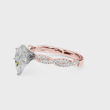 Rose gold Pear Solitaire Twisted Pave Band with Four-Prong Setting