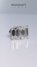 White gold Emerald Cut Diamond Stud Earrings