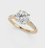 Yellow gold Round Cut Channel Set Solitaire Engagement Ring with Four-Prong Setting