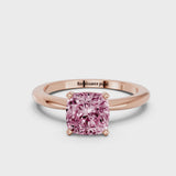 Rose gold Fancy Pink Cushion Cut Diamond Solitaire Ring with Six-Prong Setting and Classic Band