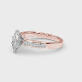 Rose gold Marquise Solitaire Diamond Ring with Channel-Set Band and Four-Prong Setting
