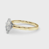 Yellow gold Marquise Solitaire Diamond Engagement Ring with Four-Prong Setting on a Classic Band