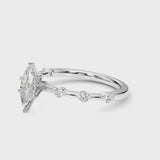 Platinum Marquise Solitaire Diamond Ring with Bezel Set Side Stones and Prong Setting