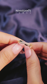 18K Yellow Gold Pavé Round Diamond Twist Eternity Band with Prong Setting