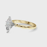 Yellow gold Marquise Solitaire Beaded Band with Four-Prong Setting