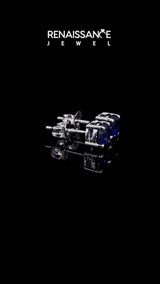 Platinum Round Cut Blue Sapphire Stud Earrings