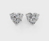 Silver Heart Cut Diamond Stud Earrings