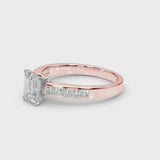 Rose gold Radiant Solitaire Diamond Ring with Channel-Set Band and Four-Prong Setting