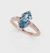 Rose gold Fancy Blue Marquise  Cut Channel Set Solitaire Engagement Ring with Four-Prong Setting