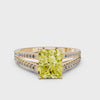 Yellow gold Fancy Yellow Radiant  Solitaire Split Shank Pavé Diamond Engagement Ring_333